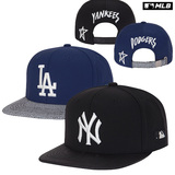 韩国正品MLB大牌代购专柜直邮 16新男女同款NY/LA拼色皮檐棒球帽