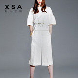 X．Sa/橡莎春装2016新款小香风名媛时尚阔腿裤套装白色休闲两件套