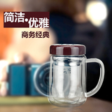 情侣水杯玻璃杯男女创意可爱带盖便携学生旅行杯子无色透明泡茶杯