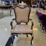 新古典餐椅布艺 简约欧式实木休闲椅子 时尚后现代特价黑色洽谈椅