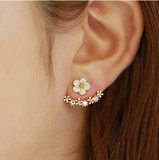 韩国银饰耳钉新款后挂式耳钉耳环 925纯银花朵耳钉女气质防过敏