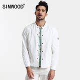 Simwood2016春装新款休闲男士修身夹克外套欧美街头潮男纯色外套