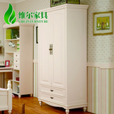 韩式田园两门衣柜 实木简约白色推拉门衣橱柜 欧式特价储物柜