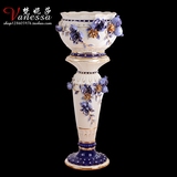 欧式罗马柱子摆设 高档家居装饰欧式陶瓷客厅落地大花瓶奢华摆件