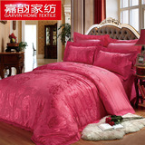 嘉韵家纺贡缎提花红色婚庆床上用品被套床品床罩床盖四件套4件套