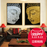 东南亚泰式风格金银箔手绘油画会所客厅装饰画有框挂画宗教佛像画