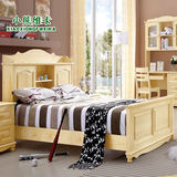 全实木多功能 松木书架床 书柜儿童床单双人床 1.5米1.8米组合床