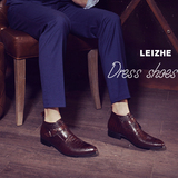 LEIZHE雷哲 奢华品质正装商务牛皮高帮鞋男式短靴子真皮英伦皮靴