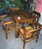 碳化防腐木户外阳台休闲家具室外露天花园庭院复古喝茶实木桌椅子