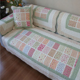 韩国田园绿格清新全棉绗缝布艺夏沙发垫飘窗垫坐垫沙发巾