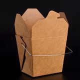 商吉 手提牛皮纸餐盒一次性快餐盒饭盒高档外卖包装盒打包盒100只