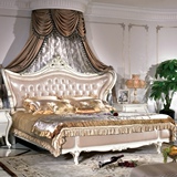 欧式真皮床软床 太子床结婚床法式双人床1.8米别墅实木床卧室家具