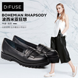 D：Fuse/迪芙斯2016春季新款牛皮铆钉流苏低跟单鞋女鞋DF61113002