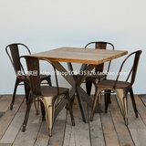 loft复古主题西餐厅桌椅组合 奶茶店餐饮4人实木歺桌漫咖啡馆桌椅