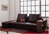 日式皮艺小户型沙发床储物多功能带书柜单双人沙发可折叠沙发床