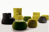 简约现代创意单人沙发椅休闲布艺沙发设计师圆形曲线时尚沙发定制