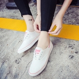 夏季新款韩版系带小白鞋帆布鞋女鞋学生布鞋休闲鞋平底白色板鞋潮