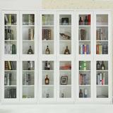 面私家具韩式书柜白色实木储物柜子玻璃门组合大书柜田园书架带门