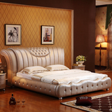 欧式真皮床 皮艺床软体床1.8 2米欧式双人小户型储物床婚床现货
