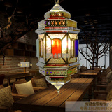 阿拉伯铜灯漫咖啡厅茶餐厅彩色装饰吊灯东南亚彩色玻璃铜吊灯现货
