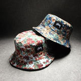 stussy bucket hat复古花卉双面戴平顶渔夫帽子男女通用夏季盆帽