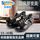 四季熊女童皮鞋中小童韩版蝴蝶结公主鞋儿童黑色皮鞋学生演出鞋