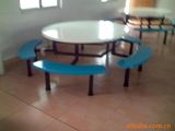 食堂餐桌椅十人位半月圆凳面 销售全国第一  户外10人位圆餐桌椅