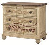 美式乡村实木床复古做旧橡木雕花床头柜 小斗柜