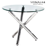 三木森 接待洽谈桌椅组合钢化玻璃桌子售楼展厅谈判桌圆形会客桌