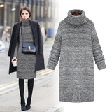 2015冬季高领加厚保暖毛衣时尚女式中长款外套打底衫