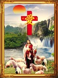 耶稣基督教像十字架墙画中堂画耶稣牧羊海报教堂客厅装饰墙贴挂画