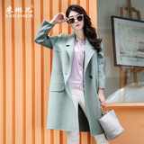 2016秋季新款韩版纯色双面羊绒大衣女中长款宽松长袖高端毛呢外套