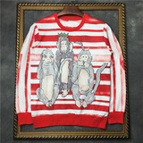 香港IT代购潮牌猴年红白条纹猴子卫衣皇冠美猴王印花男女装外套