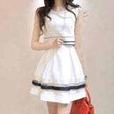 【假两件套】韩国显瘦假两件蓬蓬裙套装裙子女夏洋气雪纺连衣裙