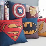 超人蝙蝠侠绿灯侠 美国队长钢铁侠 棉麻抱枕靠枕套沙发靠垫腰枕