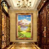 欧式新古典田园风景油画手绘玄关客厅走廊壁炉过道装饰画竖版油画