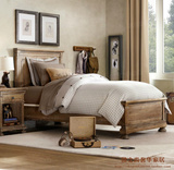 RH美式实木双人床 法式仿古复古做旧儿童床1.8米床 美式家具定做