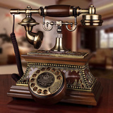包邮 复古电话机实木 仿古电话机欧式 老式电话 旋转盘复古电话机
