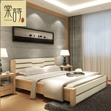 棠诗白蜡木床实木床1.8米双人床欧式原木色1.5米卧室家具特价