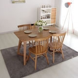 Victor北欧纯实木长餐桌 现代简约时尚V腿日式白橡木餐桌椅组合