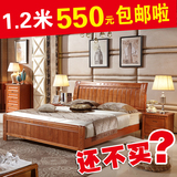 现代简约实木单人床1.2米橡木床儿童床简易双人床1.5 米1.8米