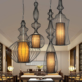 新中式铁艺灯罩黑白鸟笼吊灯创意楼梯组合灯酒吧灯咖啡厅艺术灯