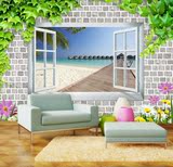 艺美3D立体墙纸 客厅卧室电视背景墙壁纸温馨大型壁画假窗户风景