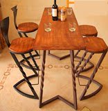 美式复古餐椅铁艺高脚桌椅吧台凳创意休闲酒吧咖啡厅高台桌椅组合