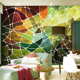 3D立体电视背景墙纸客厅沙发卧室壁纸抽象几何彩色块格子大型壁画
