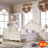 韩式床儿童家具女孩组合高箱床简约欧式套装白色田园家具四件套