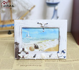 特价6寸地中海相框摆件 海洋像框 实木手工做旧装饰 创意摆台礼物