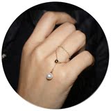 韩国饰品925纯银关节流苏然淡水女14k金链条可调节定制珍珠戒指天