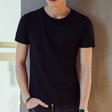 夏季男士纯色短袖t恤青少年学生韩版修身圆领简约潮牌体恤打底衫