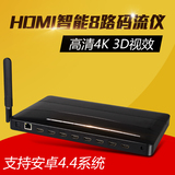 8路智能4K高清码流仪安卓播放器机顶盒HDMI分配器一分八卖场演示